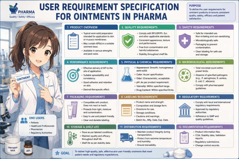 User Requirement Specifcation for Ointments in Pharma