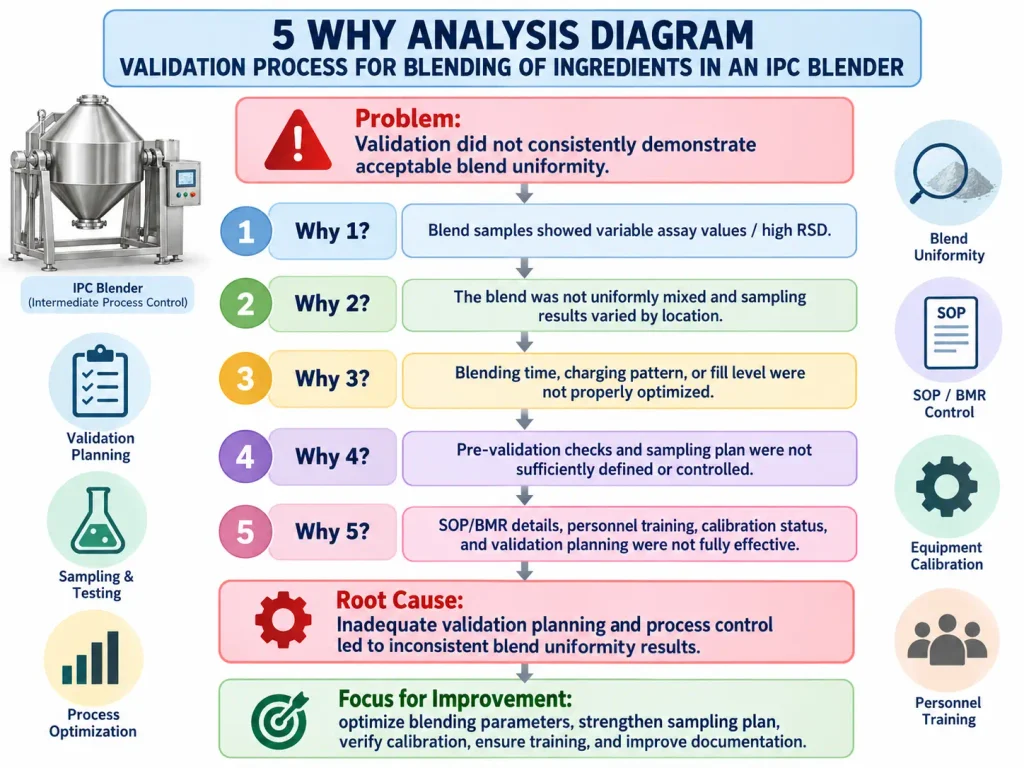 5 Why Analysis – Validation Process for Blending of Ingredients in an IPC Blender