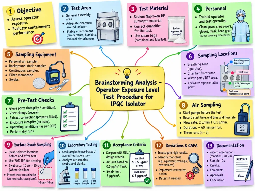 Brainstorming Analysis for Operator Exposure Level Test Procedure for IPQC Isolator