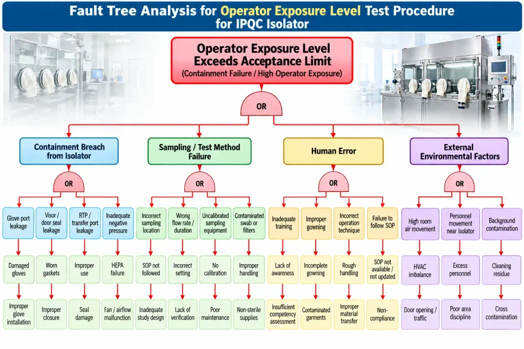Fault Tree Analysis for Operator Exposure Level Test Procedure for IPQC Isolator