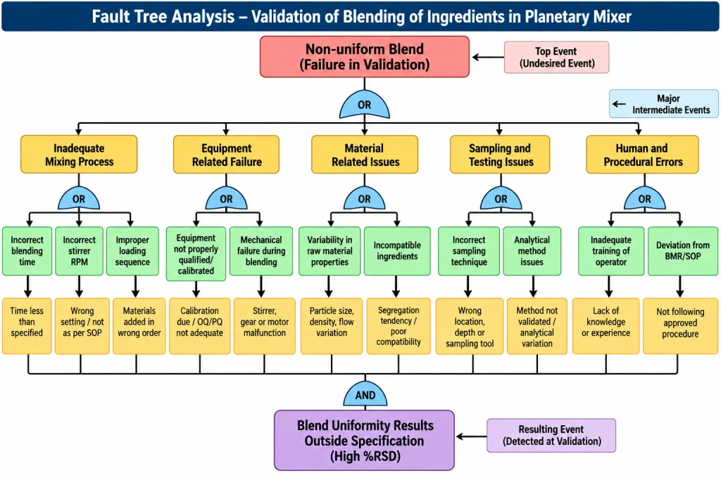 Fault Tree Analysis for Validation of Blending of Ingredients in Planetary Mixer
