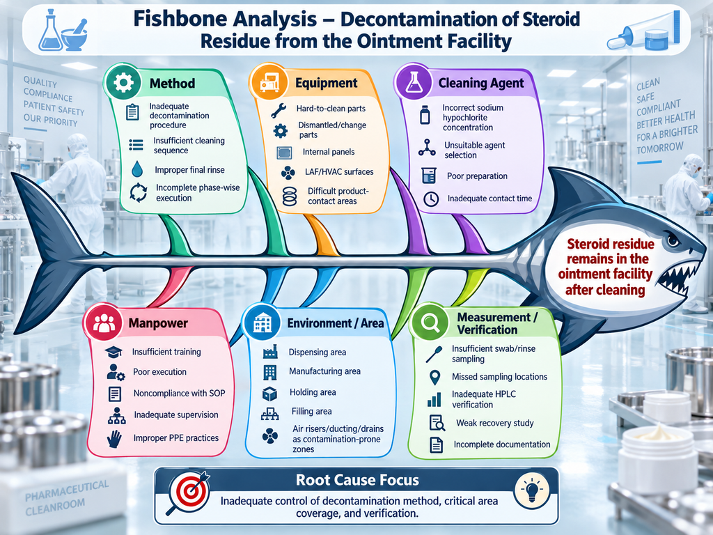 Fishbone Analysis – Decontamination of Steroid Residue from the Ointment Facility