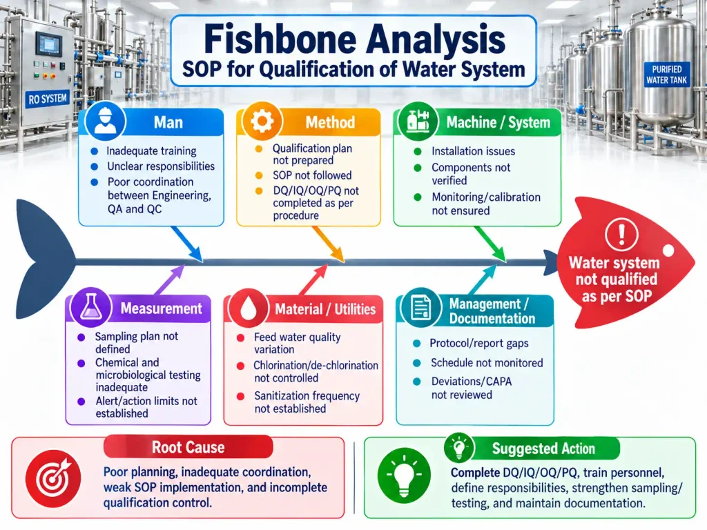 Fishbone Analysis for SOP for Qualification of Water System