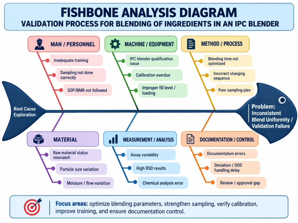 Fishbone Analysis – Validation Process for Blending of Ingredients in an IPC Blender