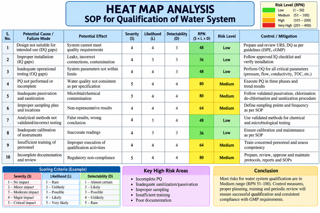 Heat Map Analysis for SOP for Qualification of Water System